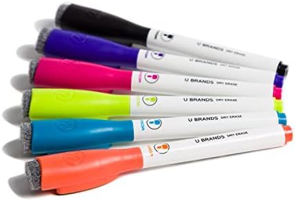 U Brands Low Odor Magnetic Dry Erase Markers With Erasers, Medium Point, Assorted Colors, 6-Count... | Amazon (US)