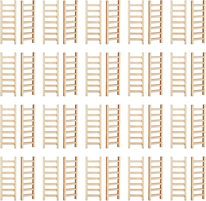 Skylety 40 Pcs Mini Garden Ladder Wooden Step Ladder Furniture Miniature | Amazon (US)