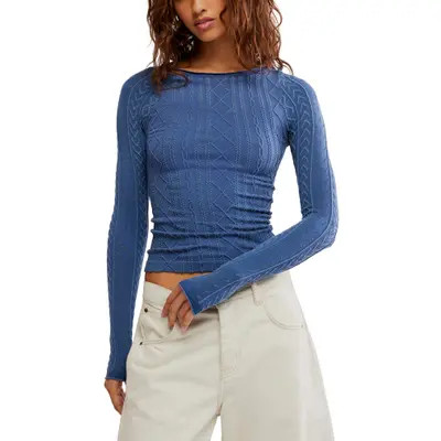 Free People So Soft Seamless Long Sleeve Top in Clean Ivory at Nordstrom, Size Medium/large | Nordstrom