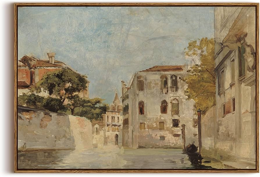 KISSFOX Vintage Venice Canal Canvas Wall Art Impressionist Retro Neutral Italy Cityscape Landscap... | Amazon (US)