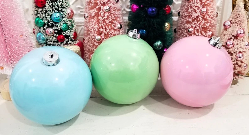 Jumbo Pastel Candy Christmas Ornament Ball 6 - Etsy | Etsy (US)