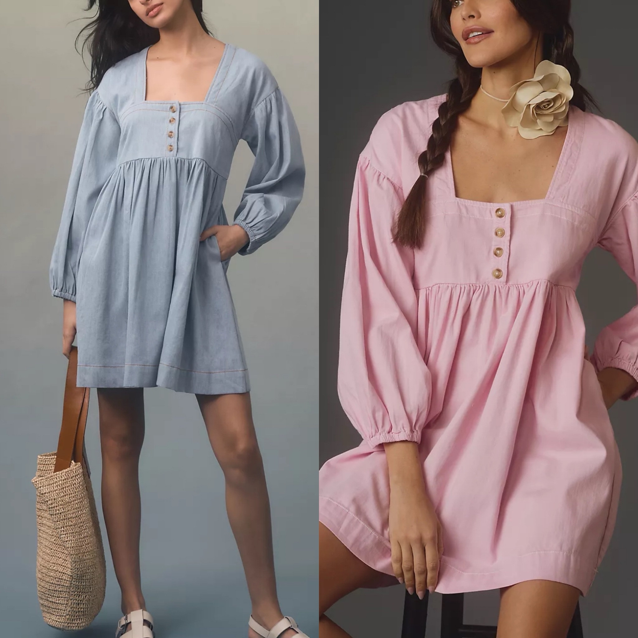 Cutest denim dress in blue and pink from Anthropology! Also 50% and already on sale! 

#LTKstyletip #LTKfindsunder50 #LTKsalealert