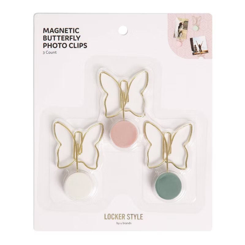 3pk Locker Photo Clip Magnets Boho Butterfly - U Brands | Target