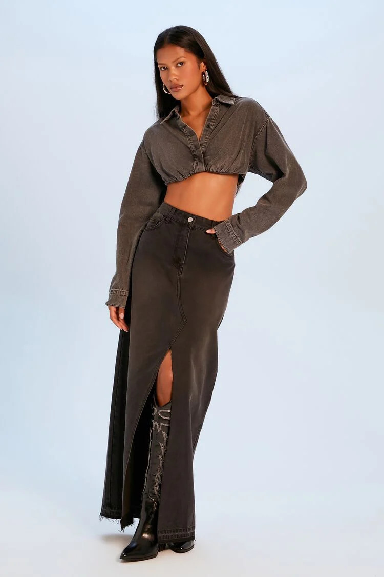 Frayed Denim Midi Skirt | Forever 21 (US)