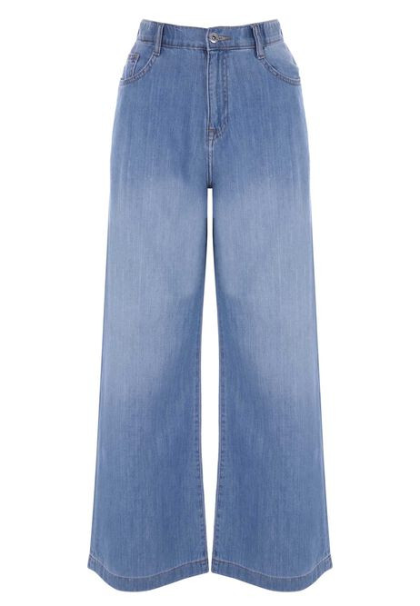 Womens Light Blue Wide Leg Palazzo Jeans | Peacocks