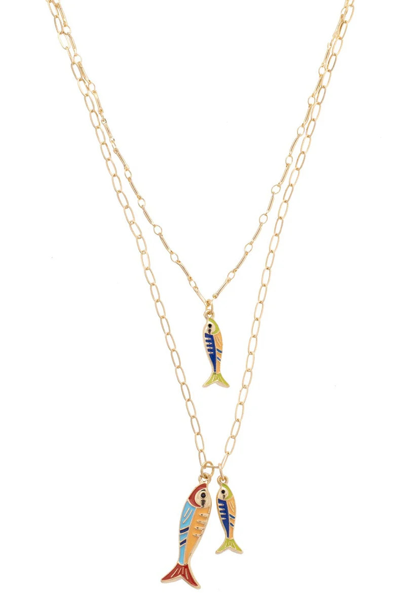 Sardine Enamel Layered Necklace in Shiny Gold | CANVAS