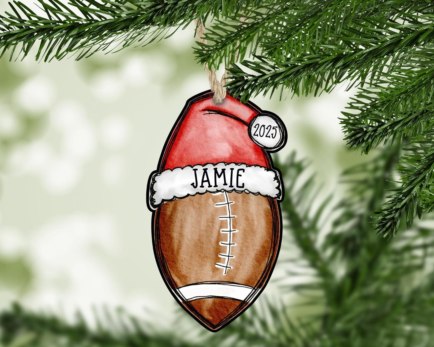 Personalized Football Sports Ball Santa Hat Christmas Ornament Custom Name for Player Coach Mom D... | Amazon (US)