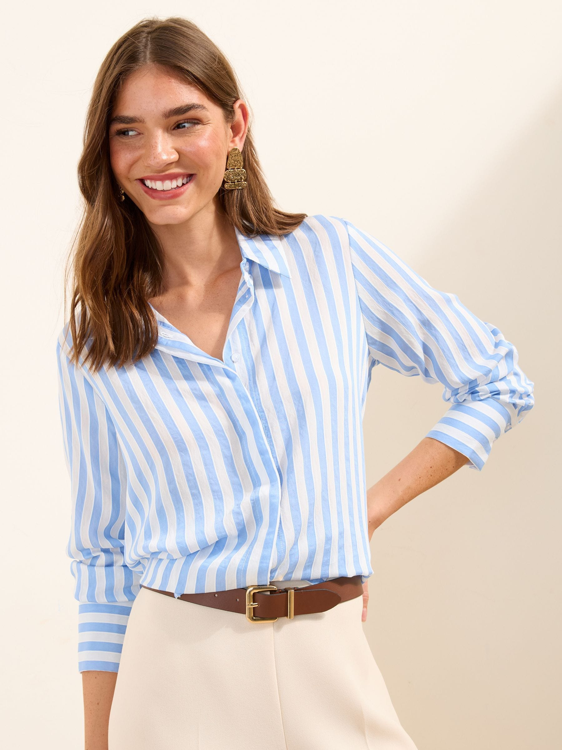 Friends Like These Friends Like These Blue Stripe Poplin Shirt | Next US