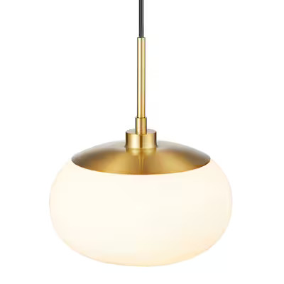 KAWOTI Dome Gold with Opal Glass Modern/Contemporary Opal Glass Globe Medium Hanging Kitchen Isla... | Lowe's
