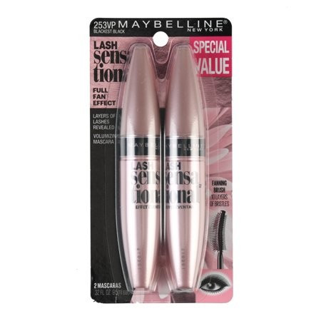 Maybelline Lash Sensational Washable Mascara Makeup, Blackest Black, 2 Count | Walmart (US)