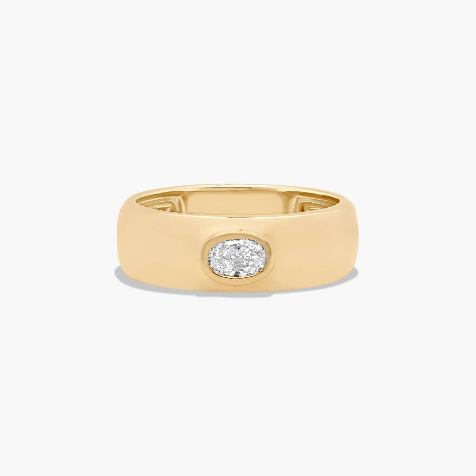 Fancy Bezel Oval Cut Lab-Grown Diamond Ring In 14K Yellow Gold | Blue Nile