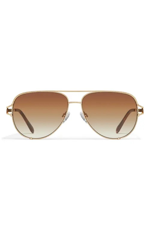 QUAY Key Twist 60mm Gradient Aviator Sunglasses in Brushed Gold/Sepia at Nordstrom | Nordstrom