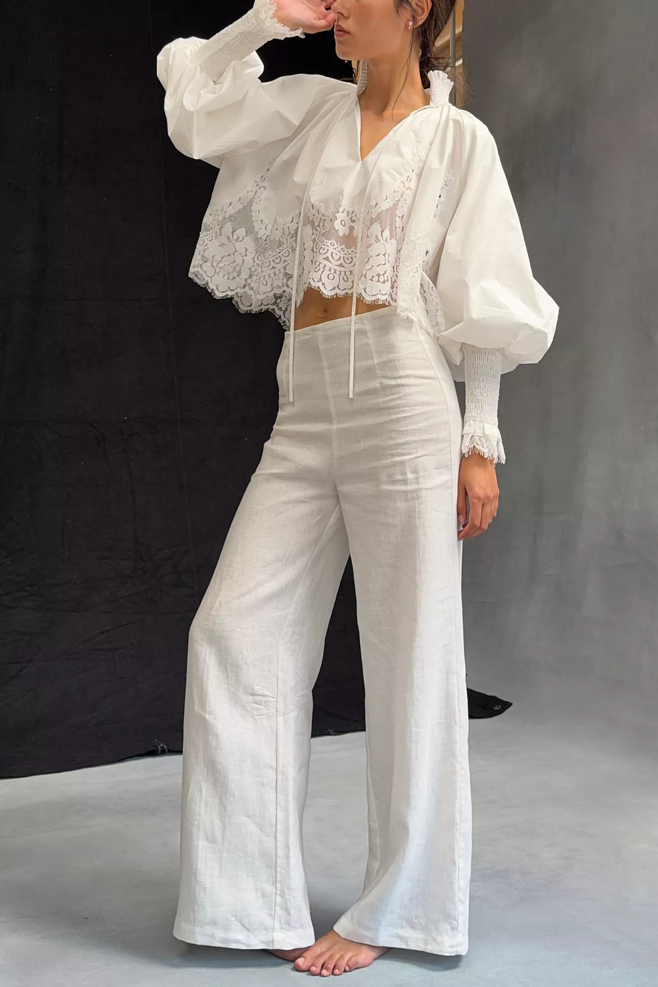 Mare Mare Lace Inset Long-Sleeve Blouse | Anthropologie (US)