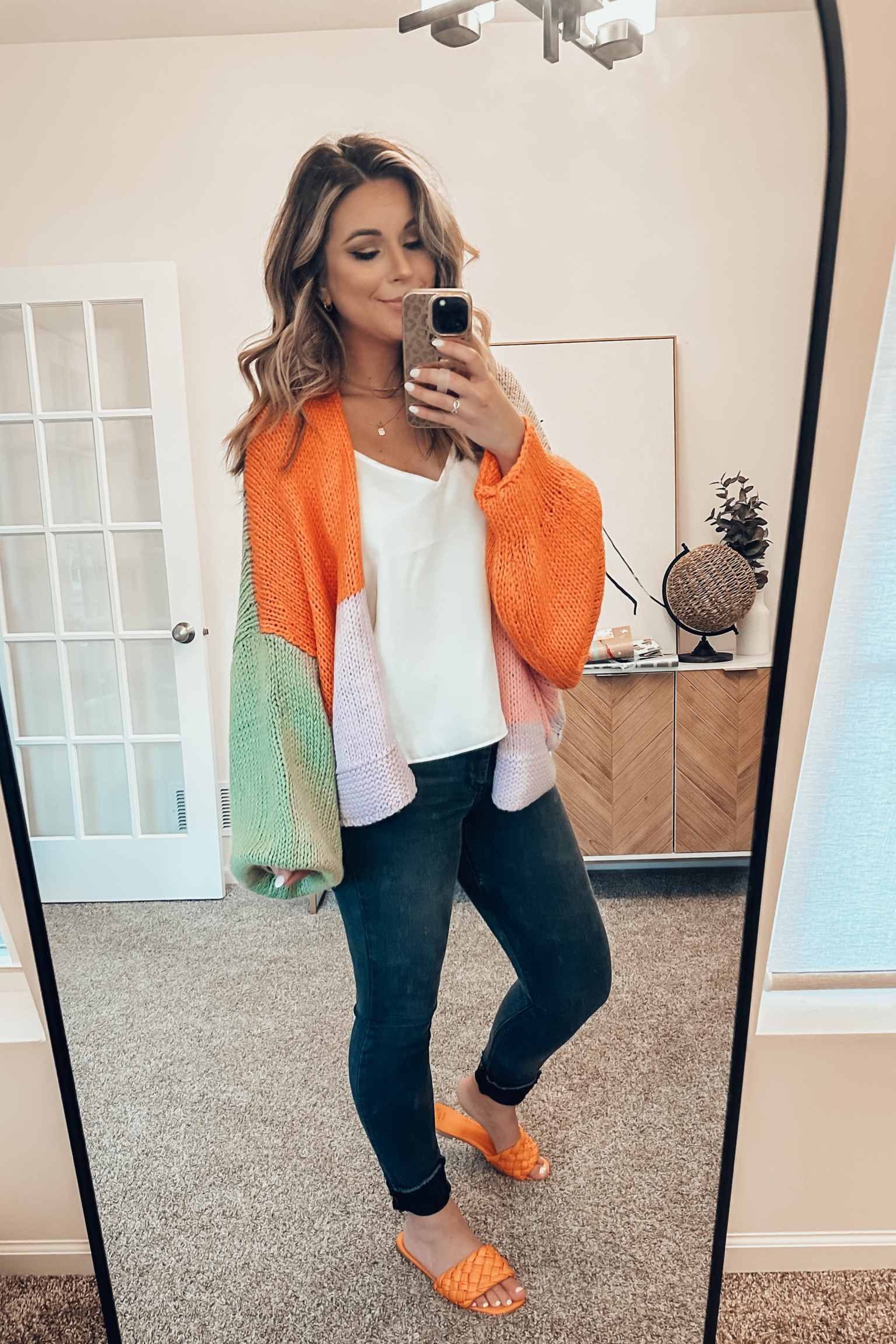 Is it fall yet?! 😫 Loving all of these fun bright color block cardigans! 

Tank: M TTS
Cardigan: M TTS 
Jeans: 6 TTS 
Sandals: 8 TTS 


#LTKworkwear #LTKunder50 #LTKFind