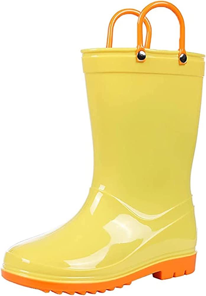 Amazon.com | Colorxy Yellow Rain Boots Toddler Waterproof Kids Rain Boots with Easy-On Handles, Y... | Amazon (US)