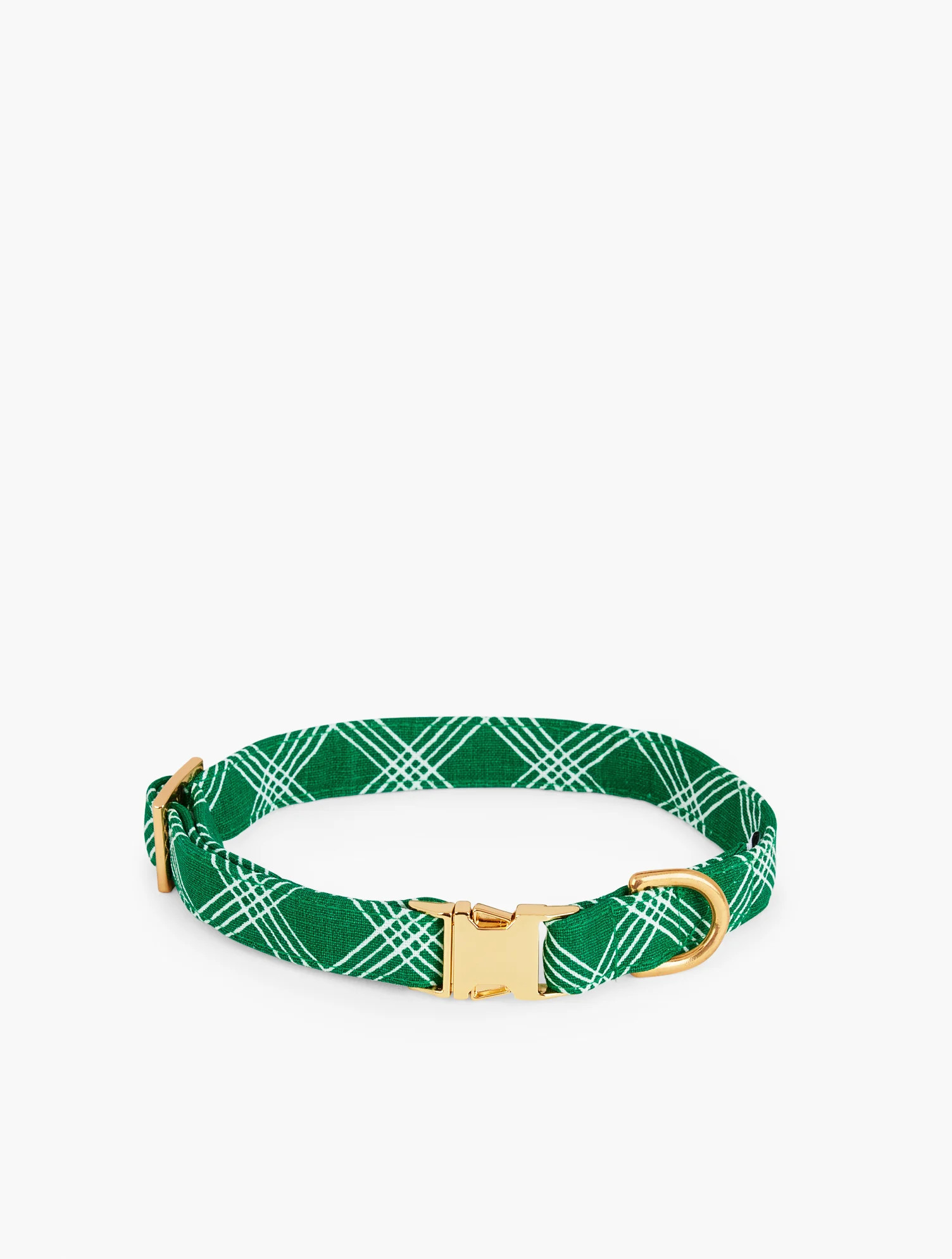 The Foggy Dog Emerald Plaid Collar - Emerald/Gold - Medium Talbots | Talbots