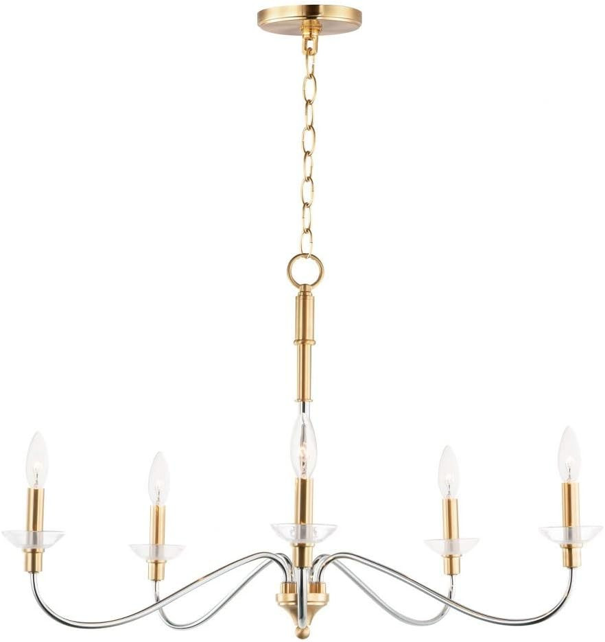 Maxim 25375CLPCSBR Clarion Chandelier, 5-Light 200 Total Watts, Polished Chrome/Satin Brass | Amazon (US)