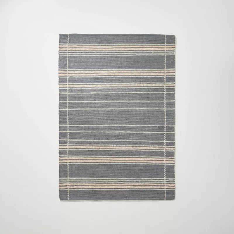 Wool Blend Variegated Stripe Area Rug Dark Gray - Hearth & Hand™ with Magnolia | Target