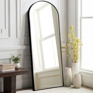 Arched Metal Mirror Full-length Floor Mirror with Standing - Overstock - 34449582 | Bed Bath & Beyond