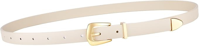 VONMELLI Women Skinny Leather Belt for Jeans Dress Thin Waist Belt Ladies Belt with Gold/Sliver B... | Amazon (US)