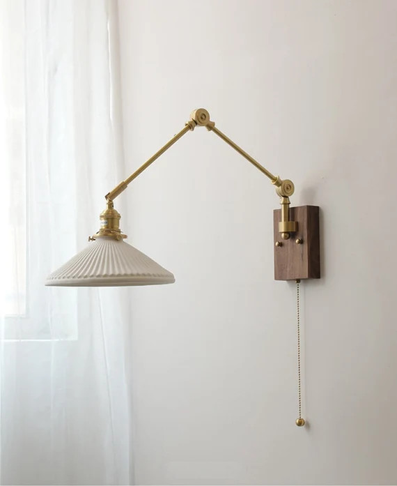 Wall Sconce Art Deco Lamp Mid Century Bedside Ceramic Fixture - Etsy | Etsy (US)