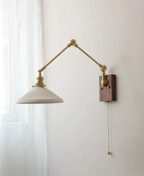 Wall Sconce Art Deco Lamp Mid Century Bedside Ceramic Fixture - Etsy | Etsy (US)