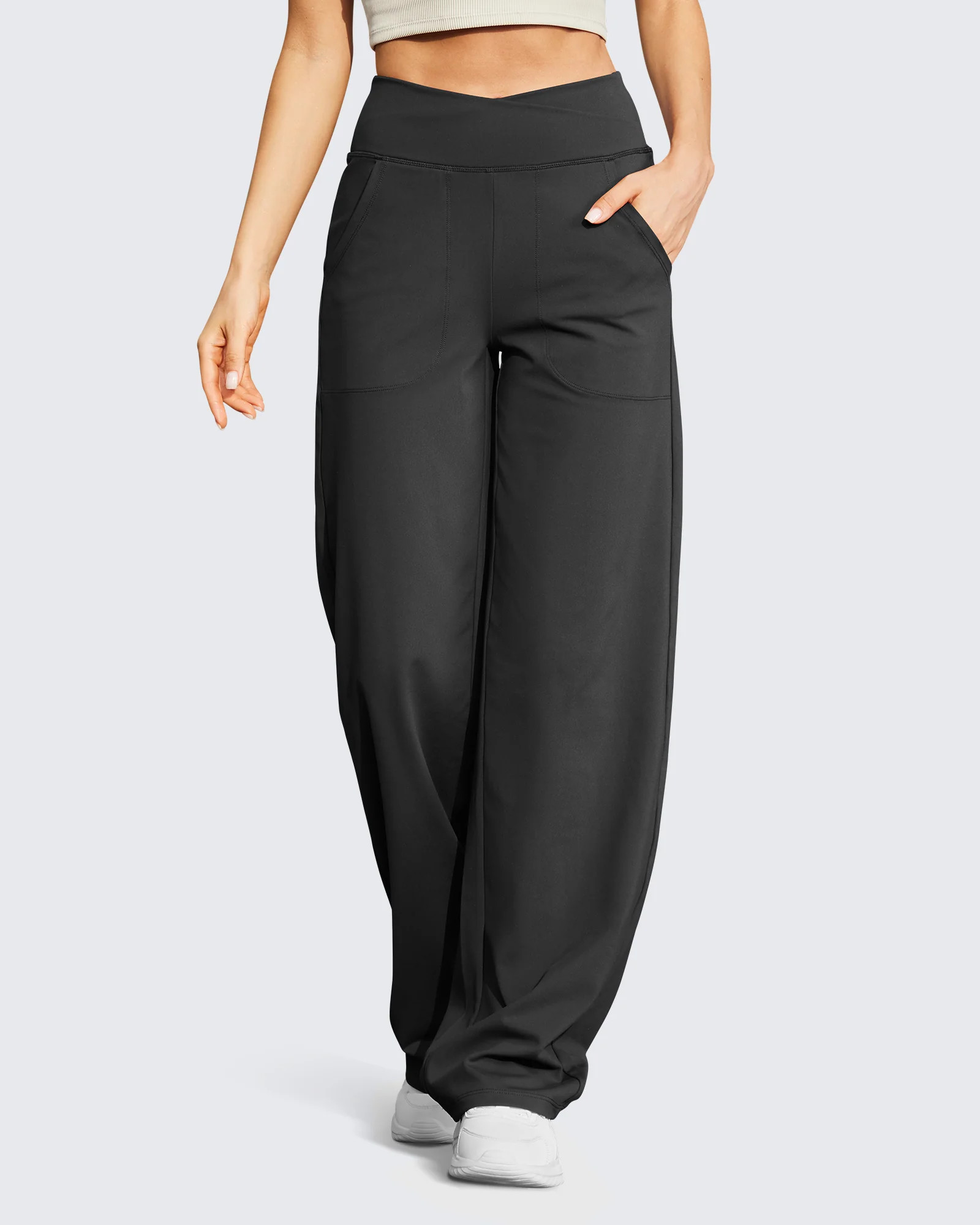 EverGoing Wide Leg High-Waist Casual Pants Tall - Black / XXL | g4free activewear