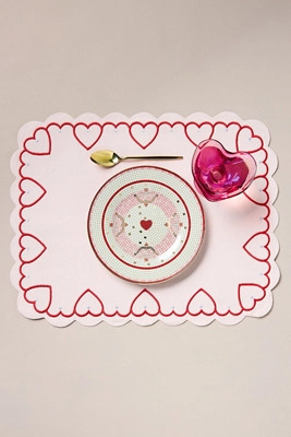 Cordelia Embroidered Heart Placemat | Anthropologie (US)