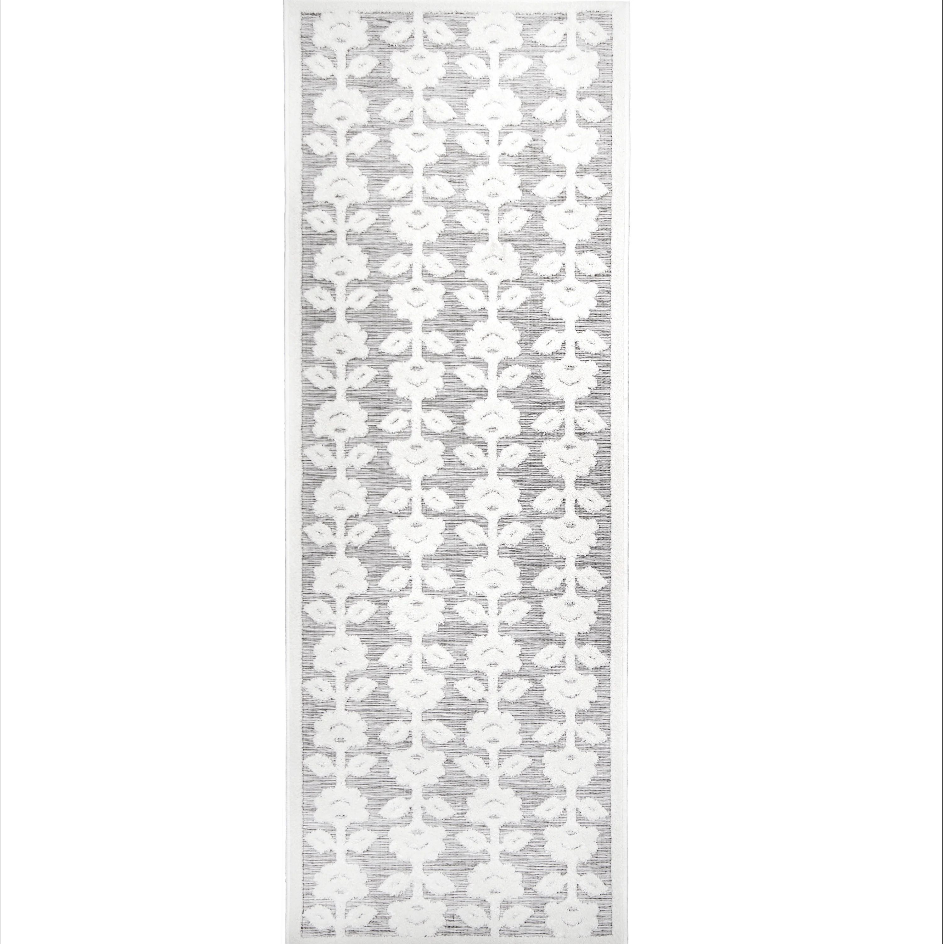 My Texas House Poppy 2'7" x 7' Grey Floral Indoor/Outdoor Runner Rug | Walmart (US)