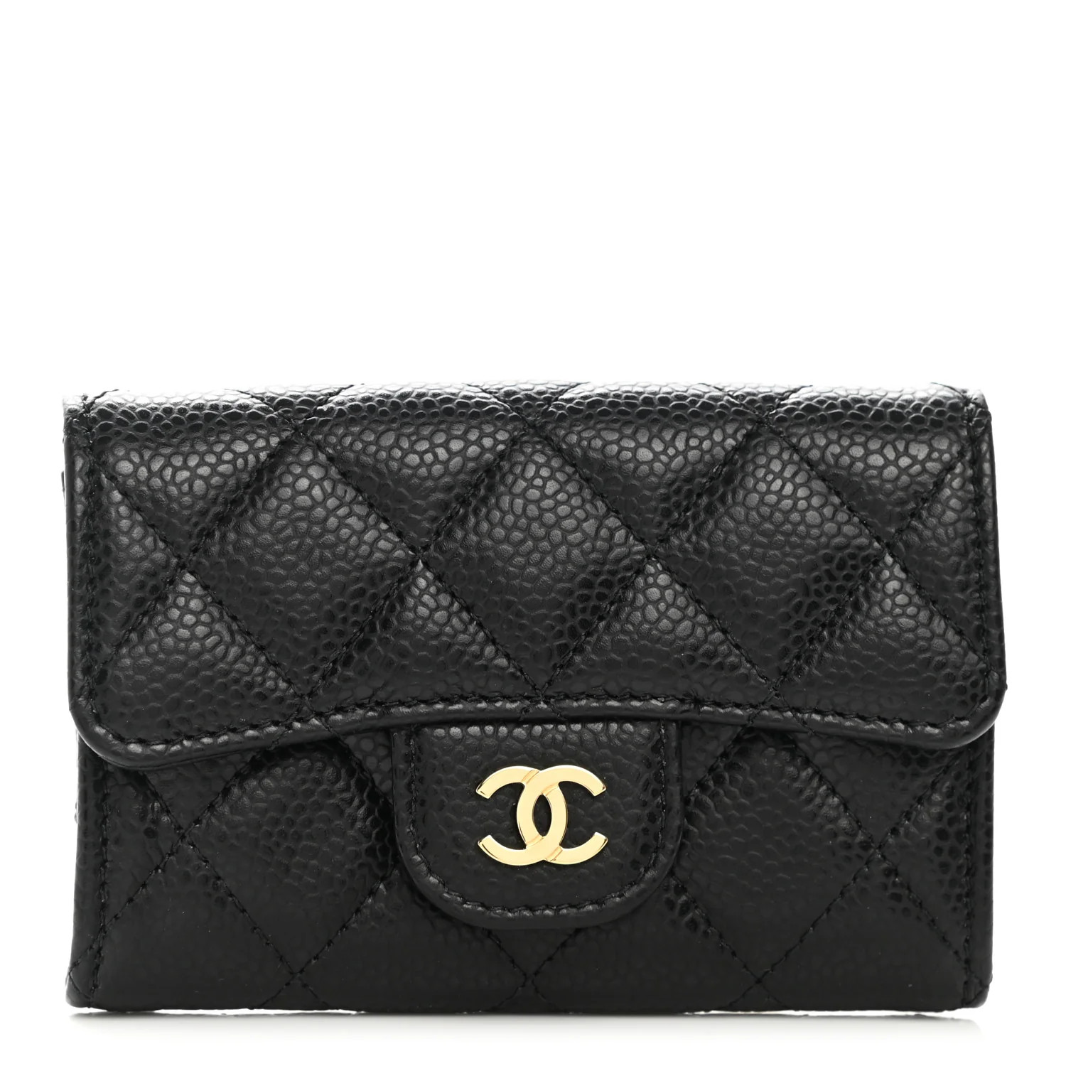 Chanel Caviar Quilted Flap Card Holder Wallet Black 1089828 | FASHIONPHILE (US)