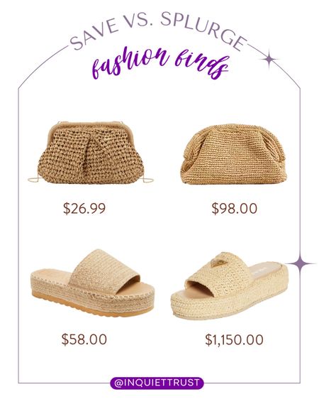 Here are some affordable alternatives to this straw handbag and espadrille platform sandals!
#savevssplurge #lookforless #fashionfinds #shoeinspo

#LTKstyletip #LTKitbag #LTKSeasonal