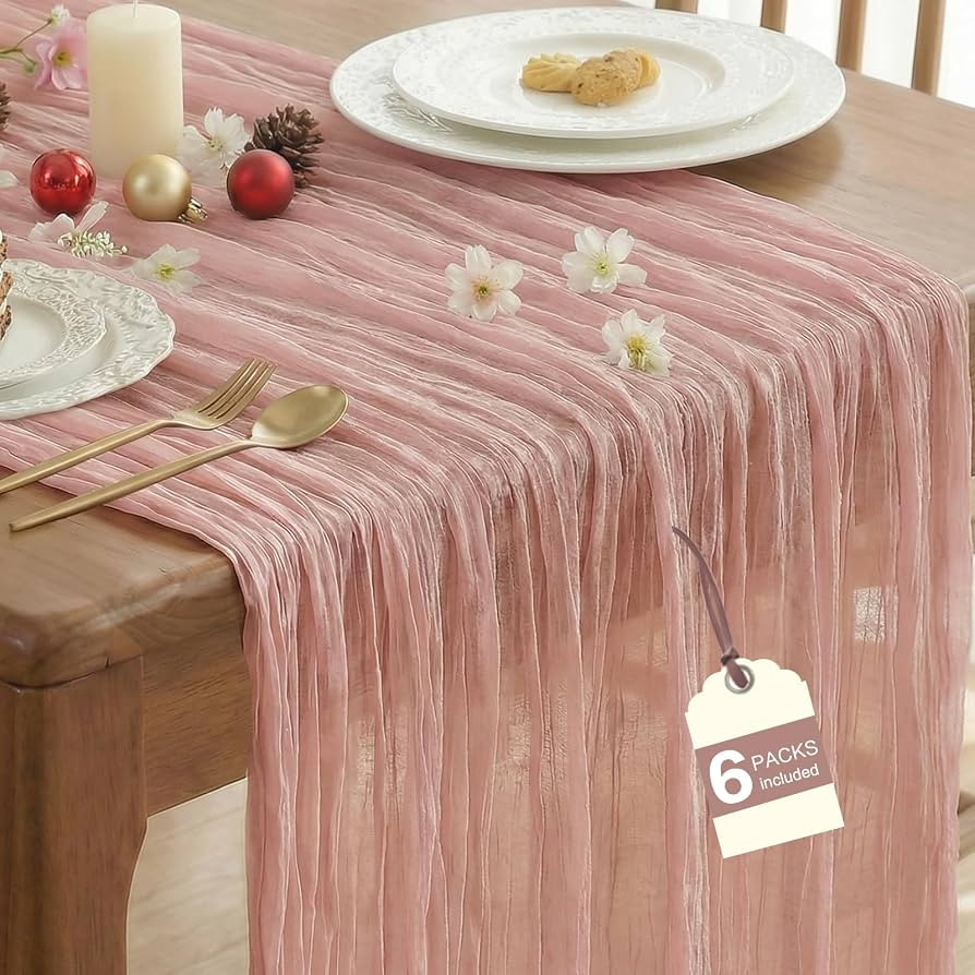 IVAPUPU 6 Pcs Cheesecloth Table Runner - 10ft Dusty Pink Boho Gauze Cheese Cloth Table Runners fo... | Amazon (US)