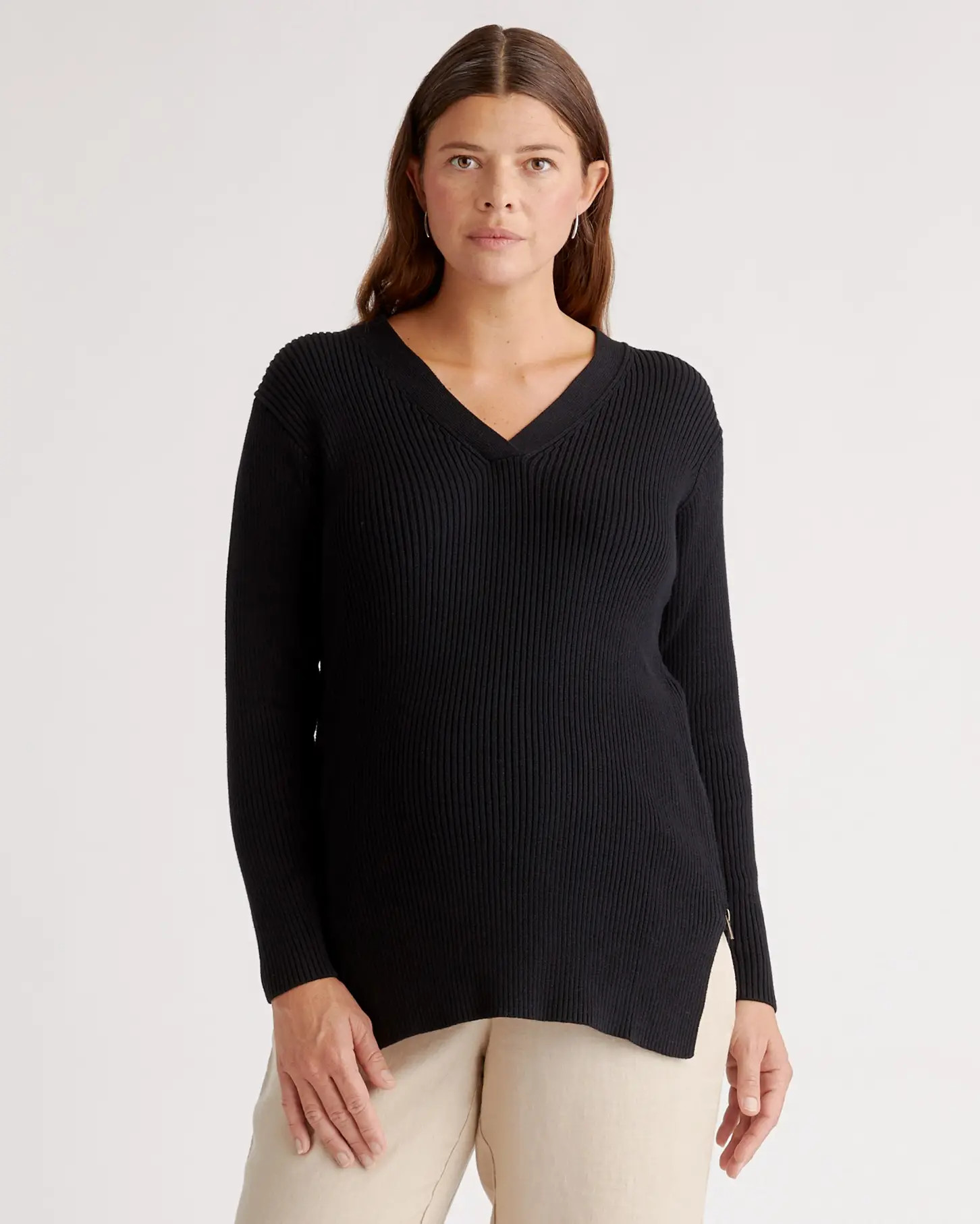 100% Organic Cotton Fisherman Side Zip Maternity & Nursing Sweater | Quince