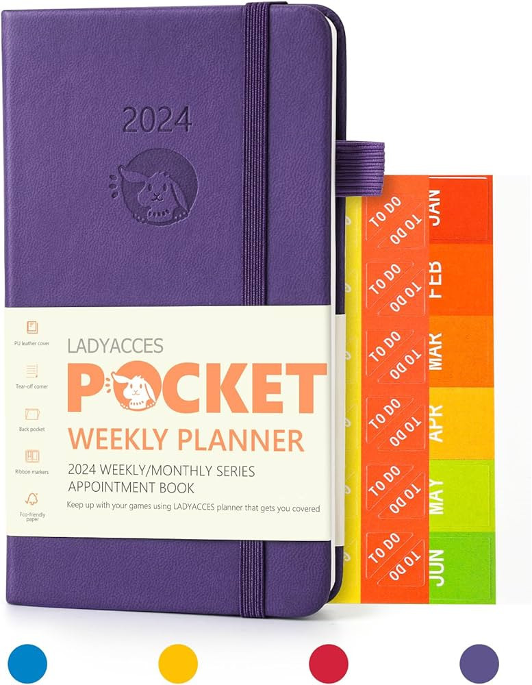 2024 Pocket Calendar by LADYACCES 2024 Weekly and Monthly Planner for Purse, Small Agenda 2024 wi... | Amazon (US)