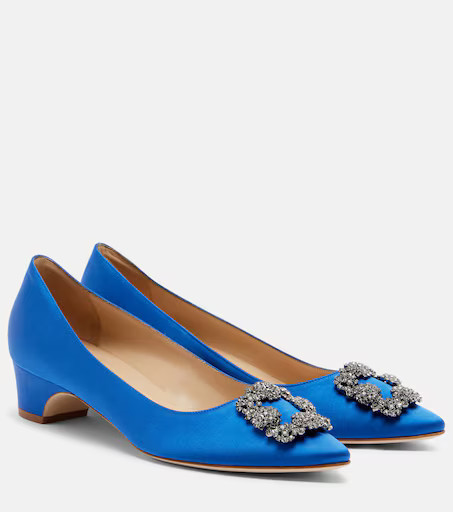 Manolo Blahnik Hangisi embellished satin pumps | Mytheresa (US/CA)