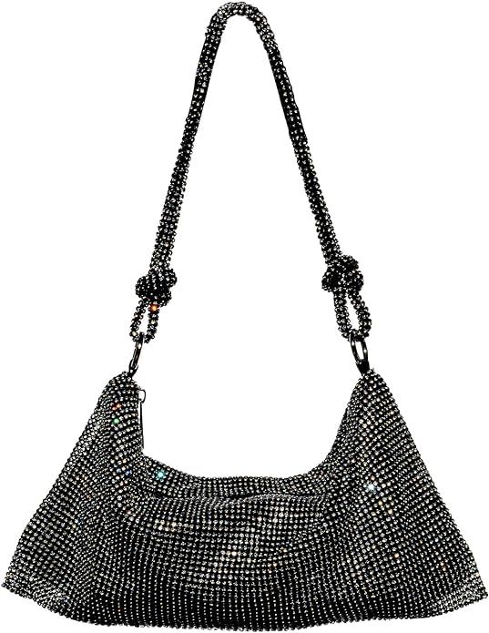 Amazon.com: Womens Sparkly Rhinestone Hobo Evening Bag Crystal Glitter Boho Aesthetic Handbag for... | Amazon (US)