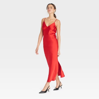 Women's Midi Slip Dress - A New Day™ Red M | Target
