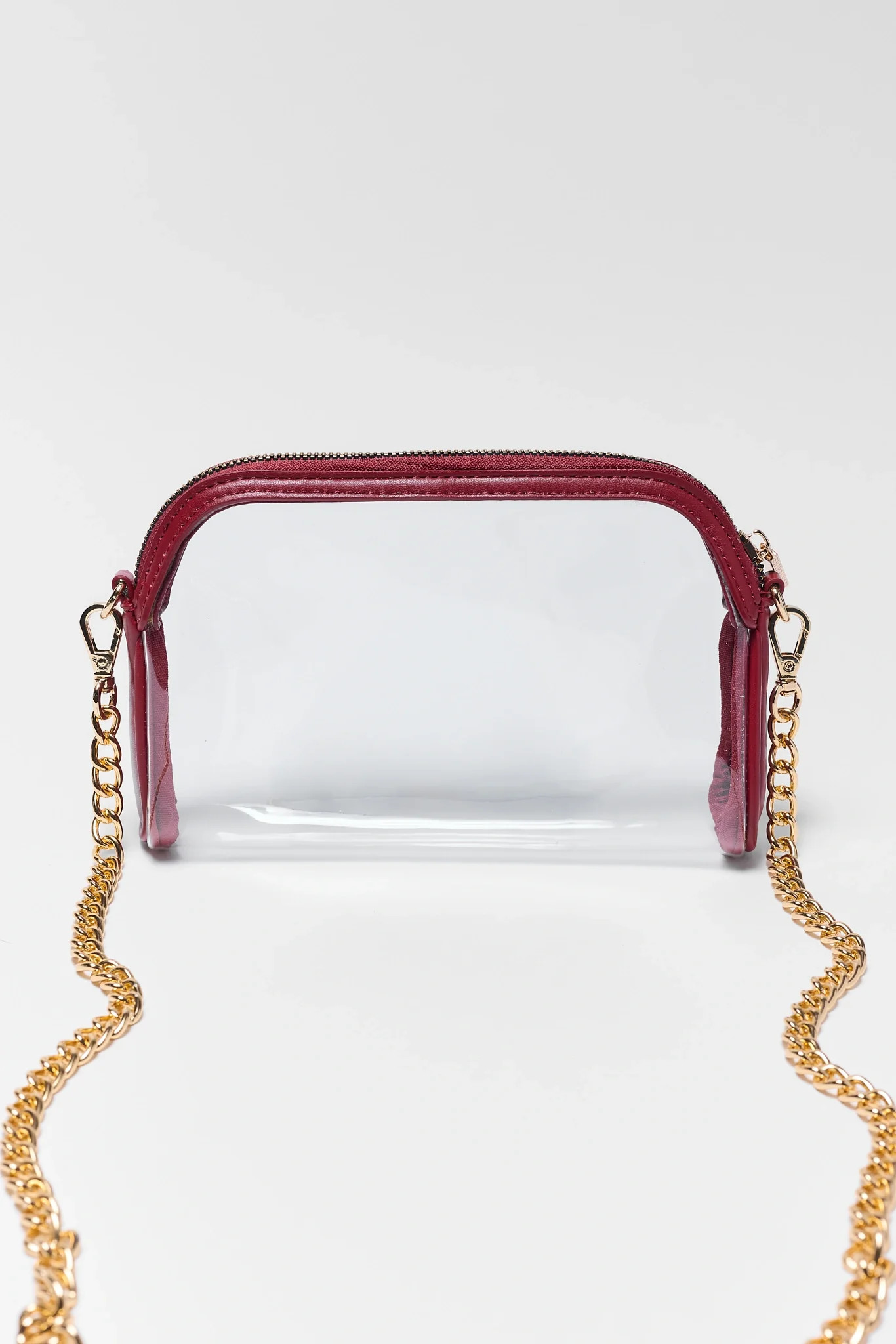Maroon Trim Clear Crossbody Bag | Avara