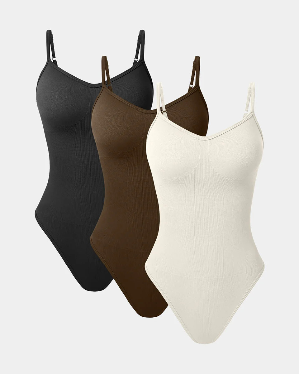 Sleeveless Adjustable Spaghetti Strips  Bodysuits | Oqq