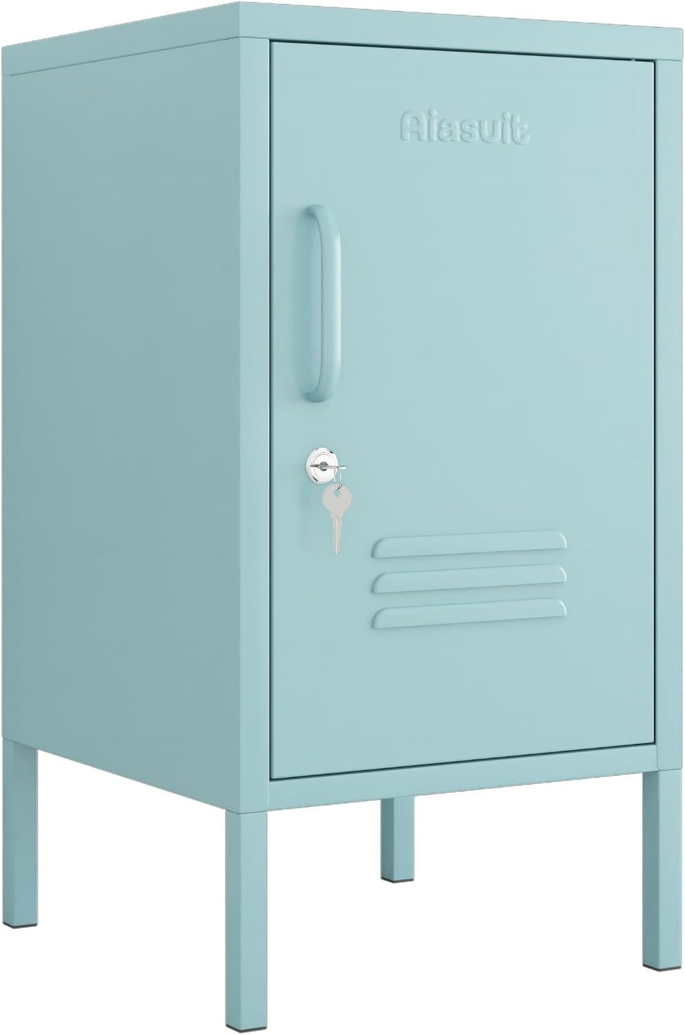 Single Door Lockable Metal End Table with Storage Cabinet, 2-Tier Children's Nightstand with Adjustable Shelf, Easy Assembly Side Table for Home, Office, Entryway & Hallway Blue | Amazon (US)