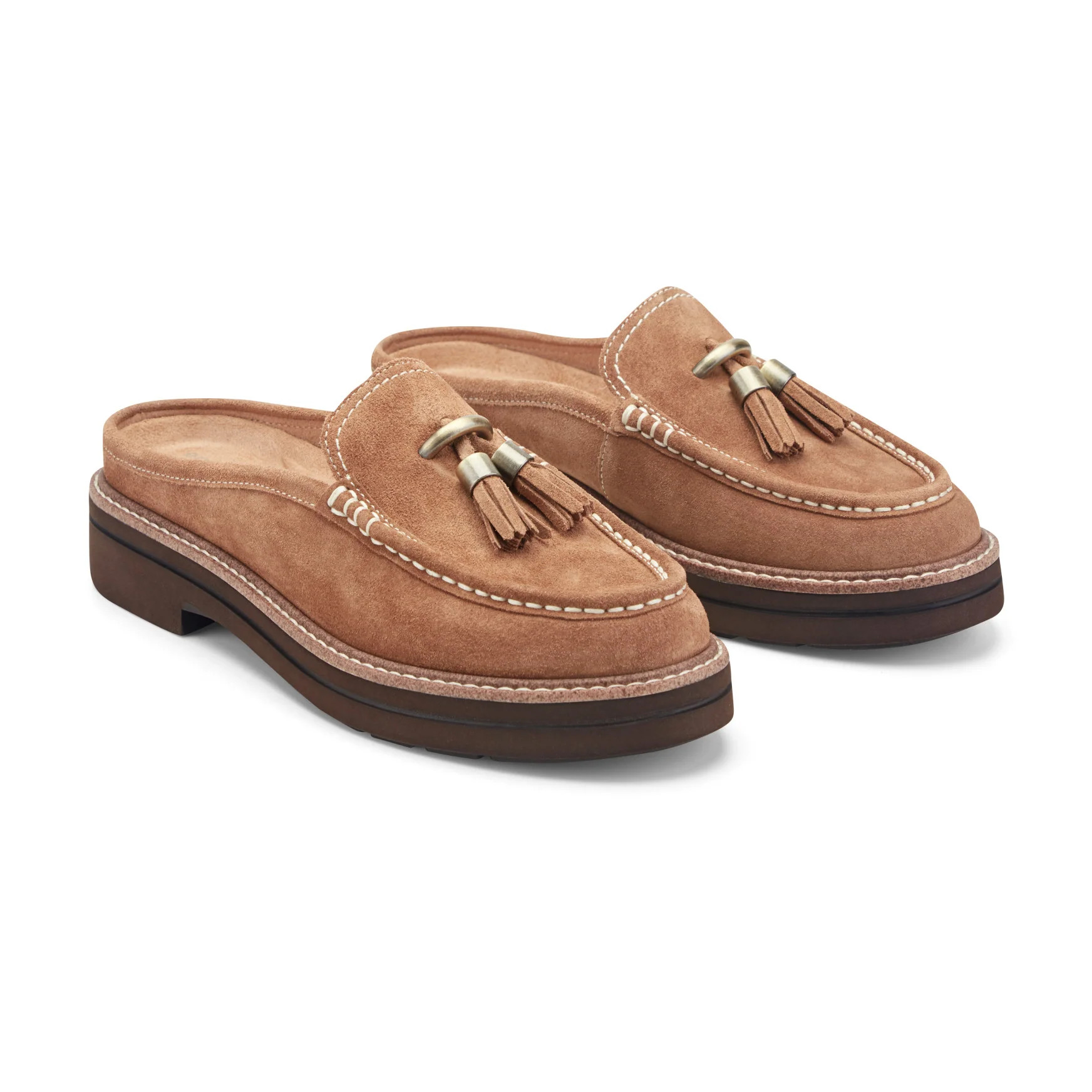 Women's Zarina Tassel Loafer Mules - Medium Brown Suede | Easy Spirit | Easy Spirit
