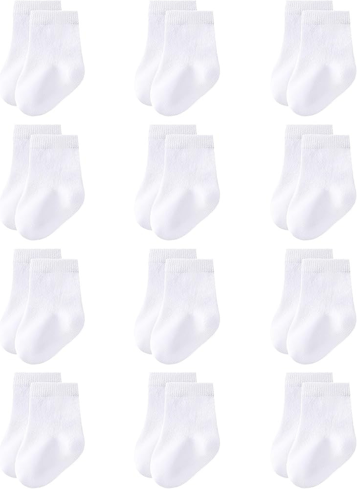 LO SHOKIM Baby Crew Socks 0-3 Months Newborn Infant Cotton Black White Dress Socks Baby Boys Girl... | Amazon (US)