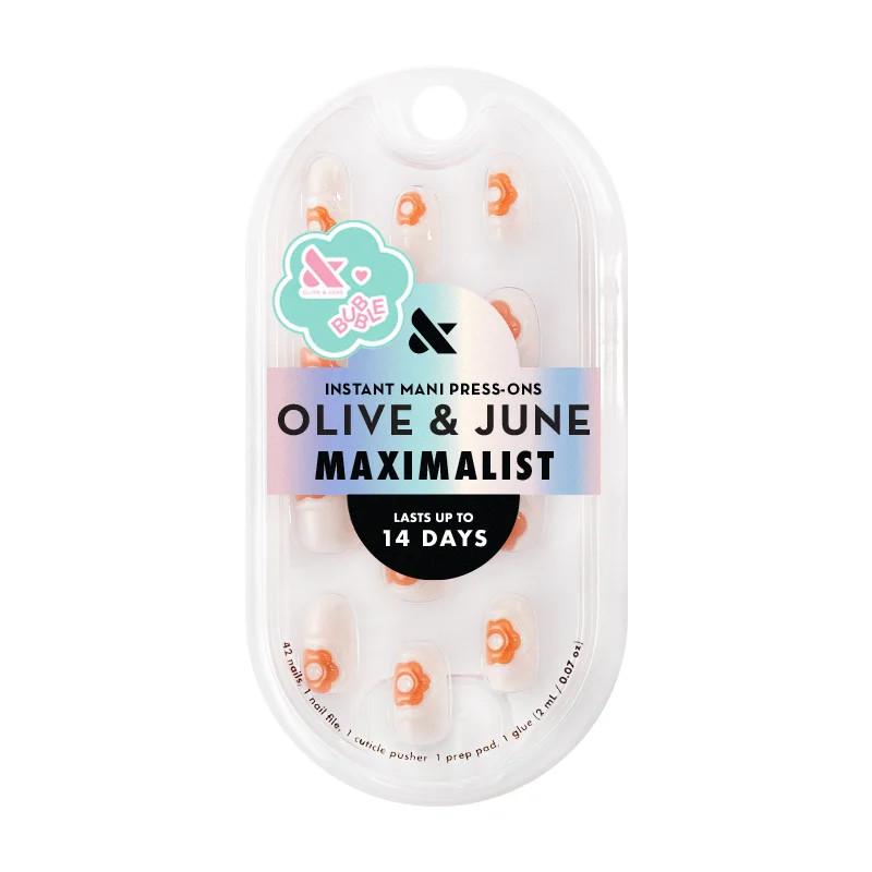 Olive & June + Bubble Instant Mani Short Round Press-on Nails, Puffy Bubble Flowers, 42 Pieces | Walmart (US)