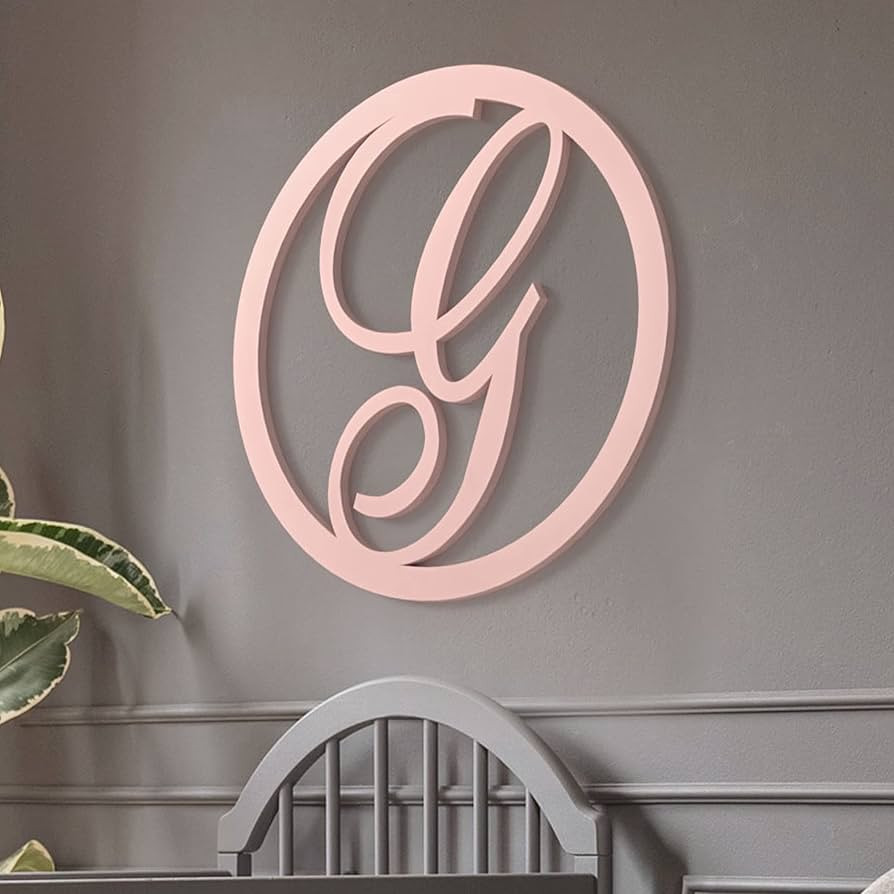 Personalized Wood Letter Wall Decor - Large Circle Script Wooden Letters - Custom Initial Art For Ba | Amazon (US)