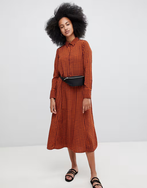 Monki Check Midi Smock Dress | ASOS US