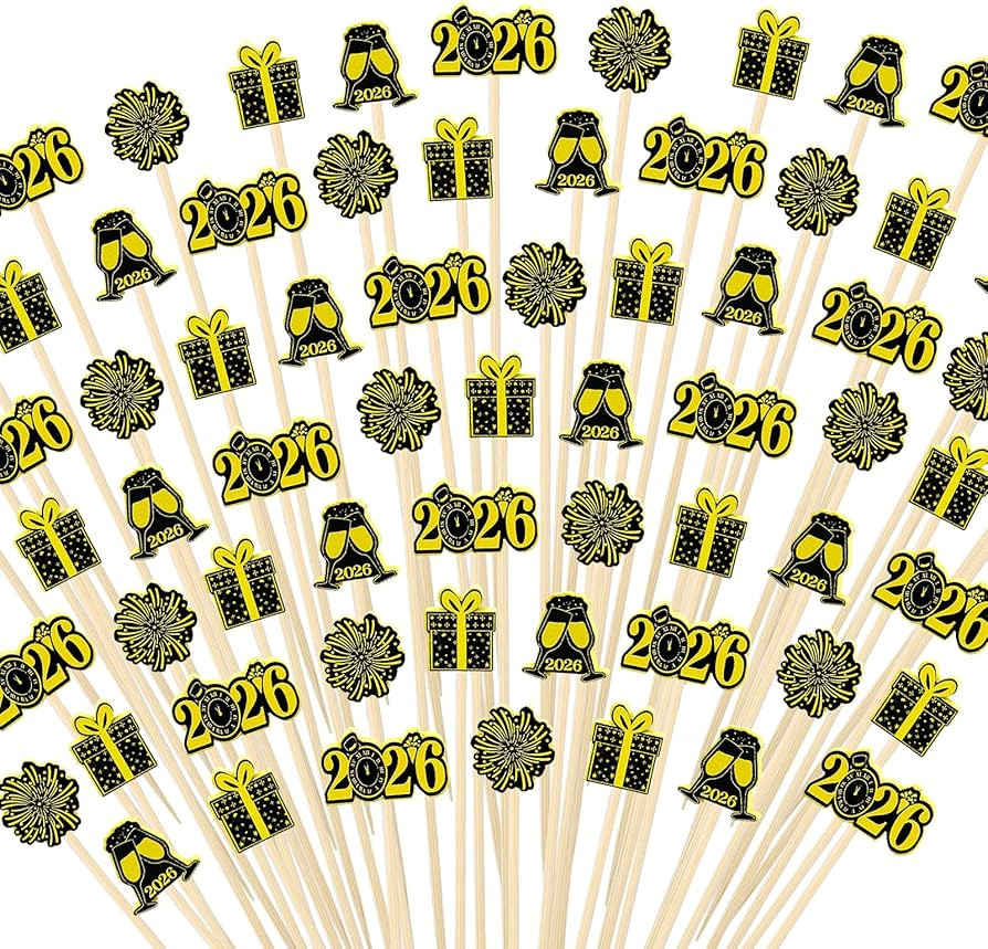 200 Pcs 4.7 Inch Holiday Festival Toothpicks for Appetizers,2026 New Year Cocktail Picks | Amazon (US)