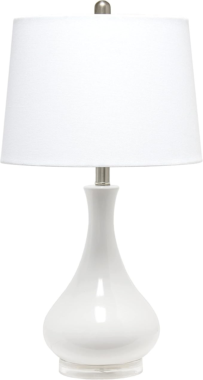 Elegant Designs LT3312-WHT Ceramic Genie Tear Drop Shaped Glossy Table Lamp, White | Amazon (US)