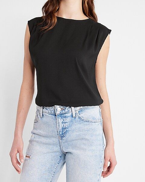 Crew Neck Pleated Top | Express