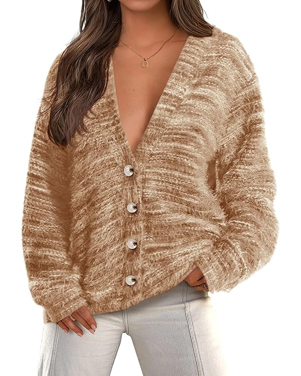 PRETTYGARDEN Womens Cardigan Sweaters Fall Fashion 2025 Striped Long Sleeve Button V Neck Knit Fu... | Amazon (US)