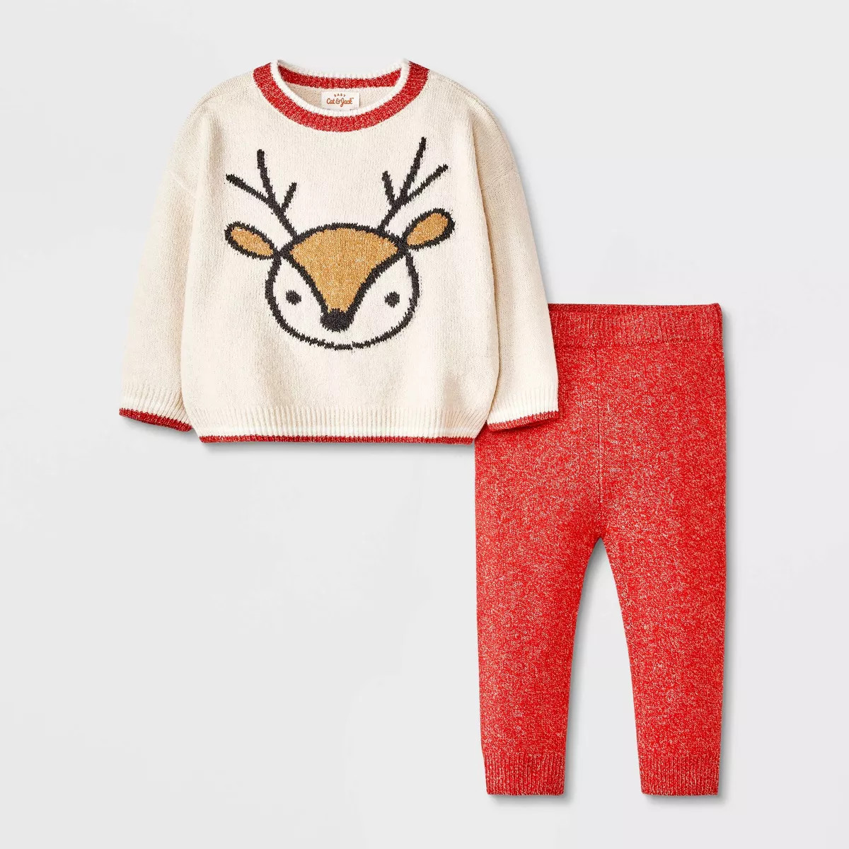 Baby Reindeer Sweater Set - Cat & Jack™ Cream | Target